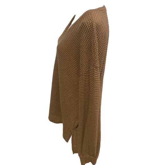 Jodifl Waffle Knit High Low Sweater Caramel Brown Size Medium - Picture 2 of 14